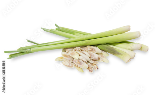 Lemon grass slices isolated on white background with clipping path