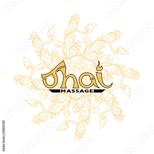 Logo for Thai massage with traditional thai ornament, pattern el