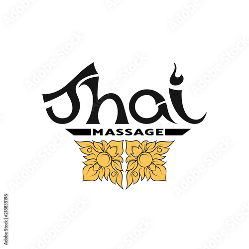 Logo for Thai massage with traditional thai ornament, pattern el