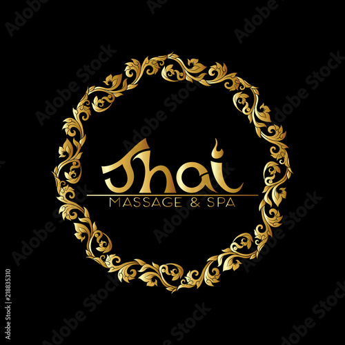Logo for Thai massage with traditional thai ornament, pattern el