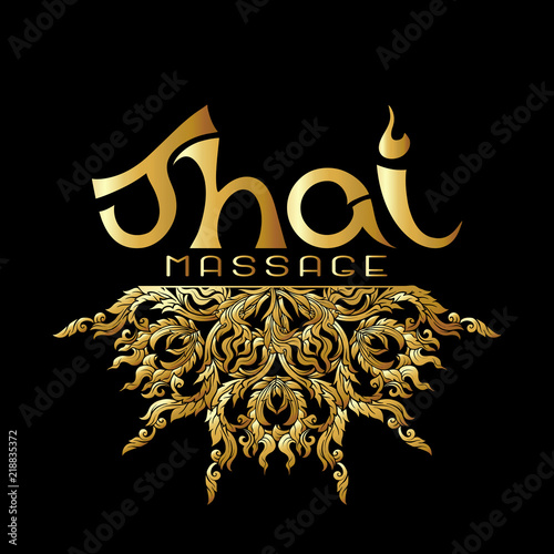 Logo for Thai massage with traditional thai ornament, pattern el