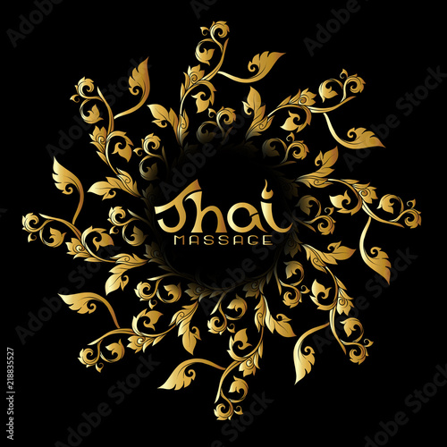 Logo for Thai massage with traditional thai ornament, pattern el