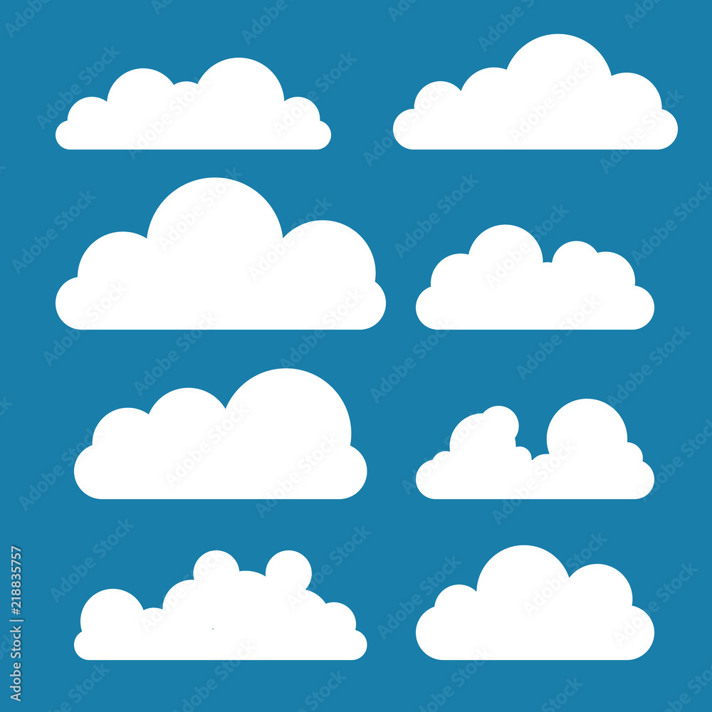 set of clouds in a flat style