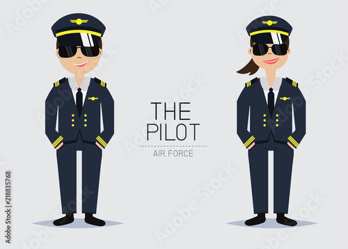 Vector The Pilot Officer with Uniform,Smart style,Cartoon Character design.