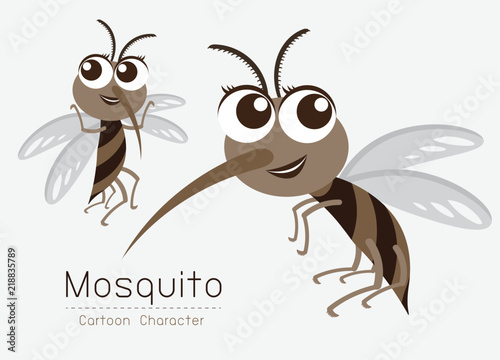 Vector Mosquito Cartoon Character design; Cute style concept.