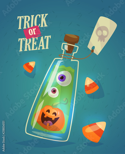 Set of Halloween night backgrounds with poison pumpkin