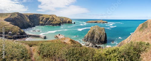 Landscape Panorama  Mullion Cove The harbour at Mullion Cove West Cornwall South England UK photo
