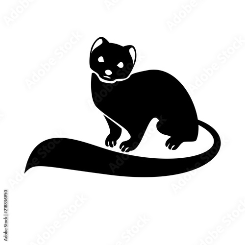 Stylized monochrome vector isolated image of the ermine