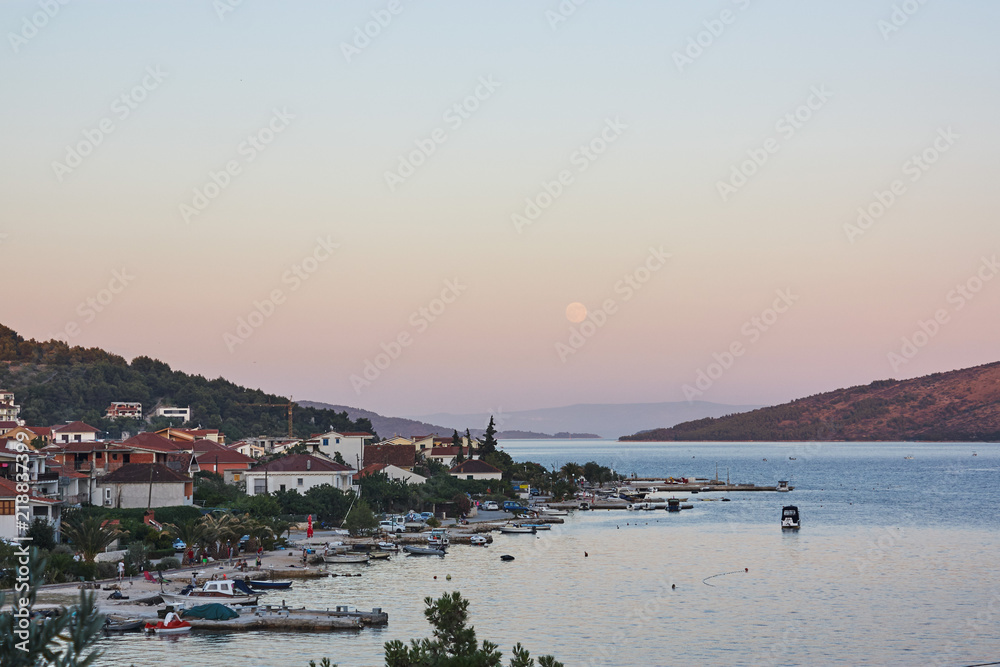 small sea village in the evening