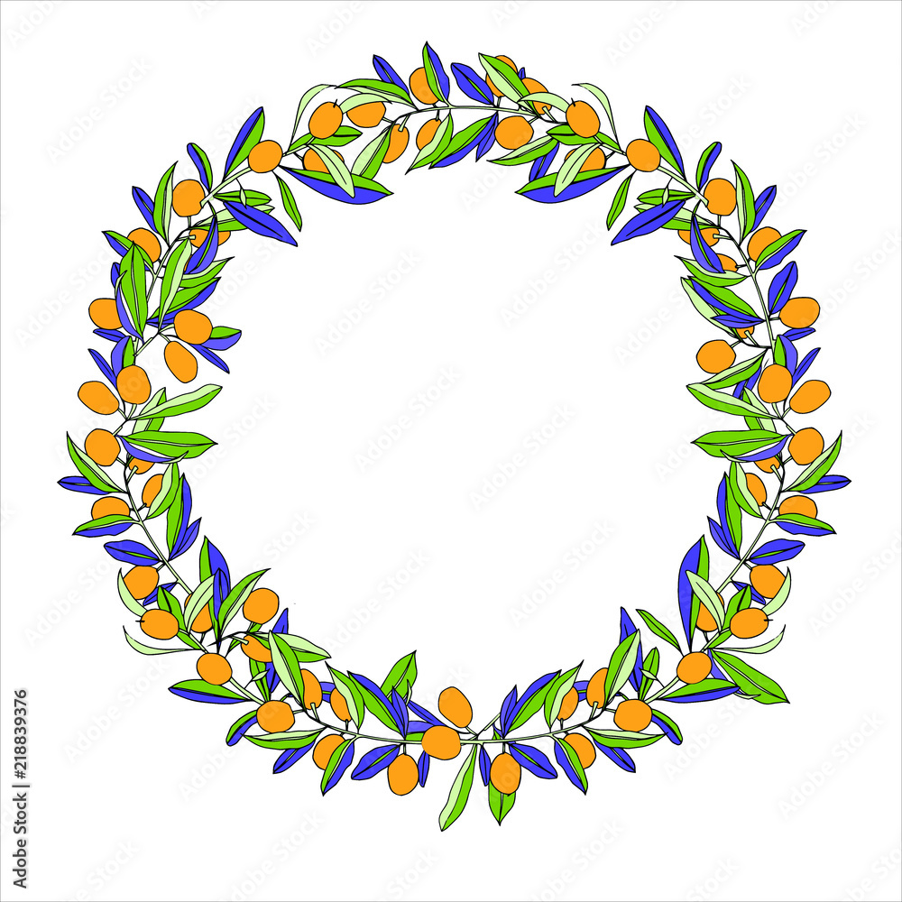 Obraz premium sea-buckthorn berries wreath