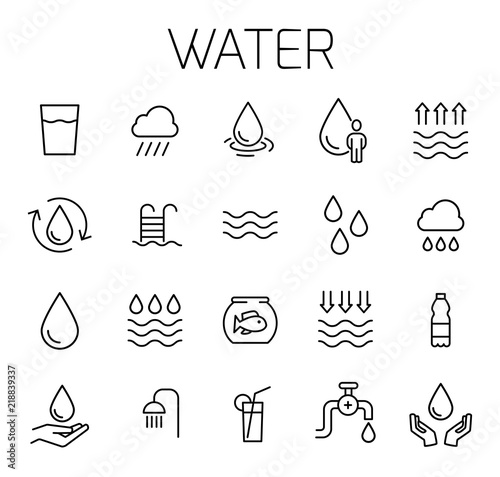 Water related vector icon set.