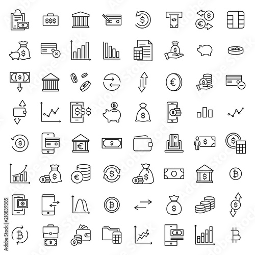 Modern outline style investments icons collection.