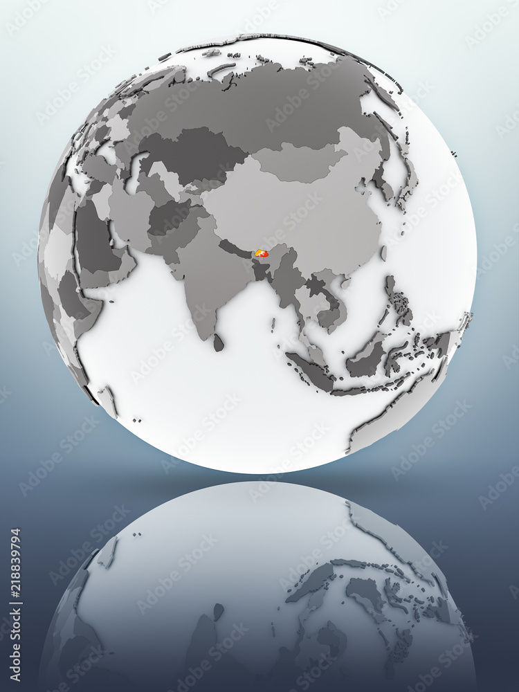 Obraz premium Bhutan on globe
