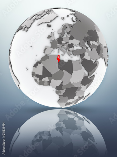 Tunisia on globe
