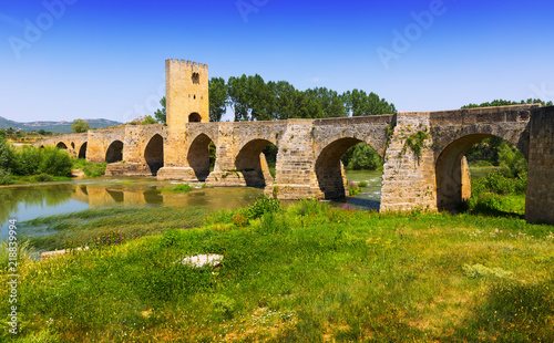 View of old stone bridge over Ebro. Frias   Burgos