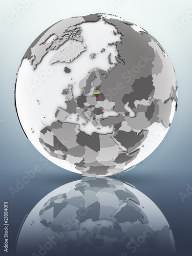 Lithuania on globe