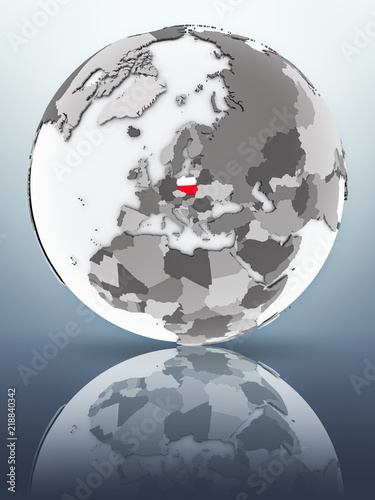 Poland on globe