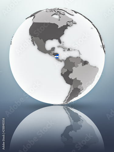 Nicaragua on globe