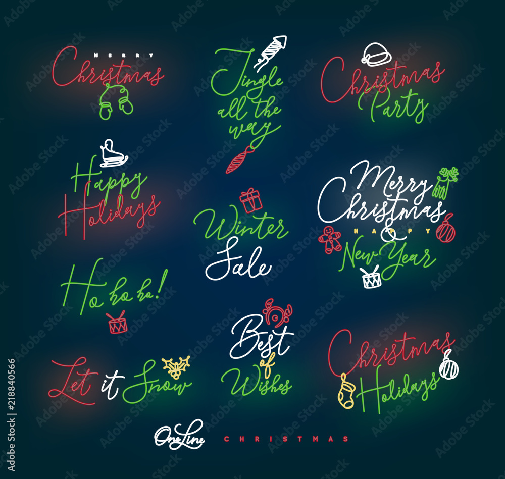 Christmas pen line lettering color