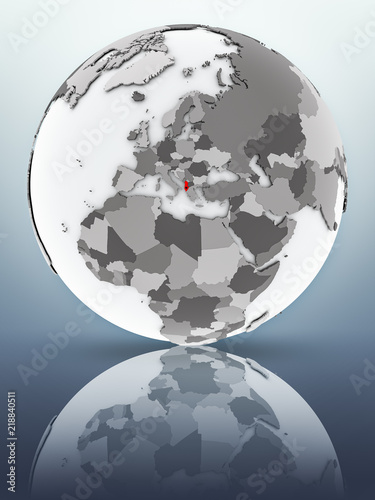 Albania on globe