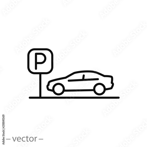 Car parking icon, linear sign isolated on white background - editable vector illustration eps10
