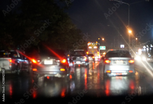 blur traffic on road lights dark background