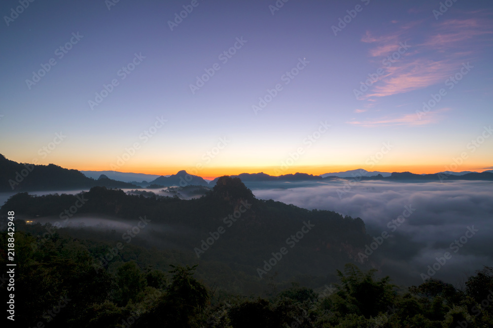 View point,Mist,Morning light,Sun rise,at Baan Ja Bo,Mae Hong Son,Thailand.Beautiful views.