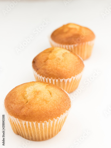 aerated cupcakes isolated on white background. excellent breakfast. fresh bakery.