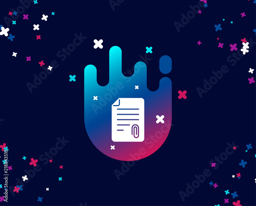 CV attachment simple icon. Document file symbol. Cool banner with icon. Abstract shape with gradient. Vector