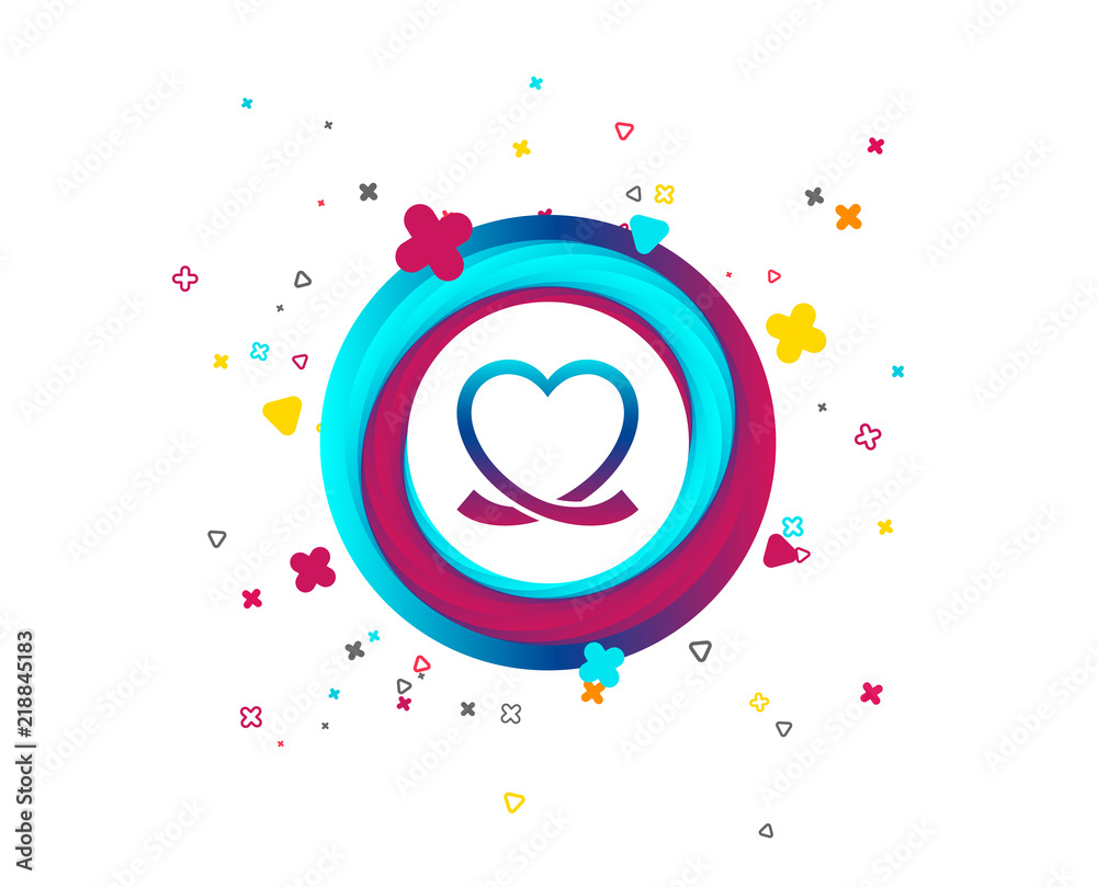 Naklejka Heart ribbon sign icon. Love symbol. Colorful button with icon. Geometric elements. Vector