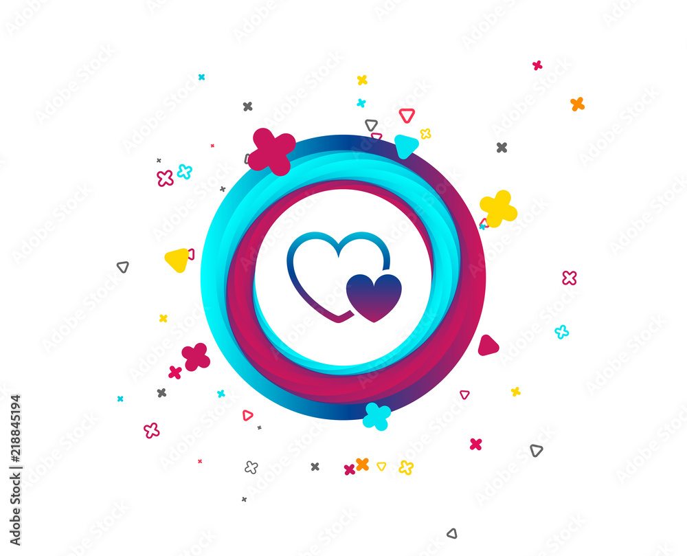 Naklejka Hearts sign icon. Love symbol. Colorful button with icon. Geometric elements. Vector