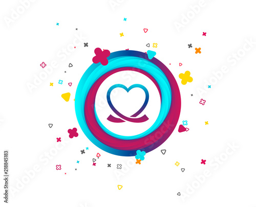 Heart ribbon sign icon. Love symbol. Colorful button with icon. Geometric elements. Vector
