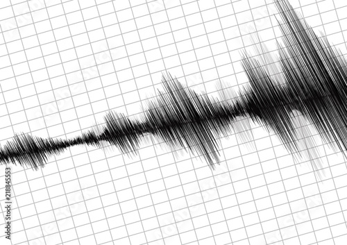 Chart of a seismograph,Earthquake graph on paper fixing,tilted stereo audio wave concept,design for education and science,Vector Illustration.