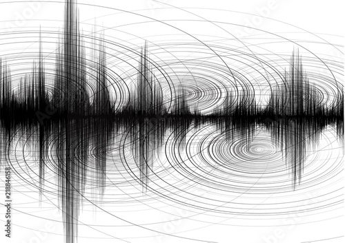 Circle Vibration Art Design with Super Earthquake Wave on White paper background; audio wave diagram concept; for education and science; Vector Illustration.