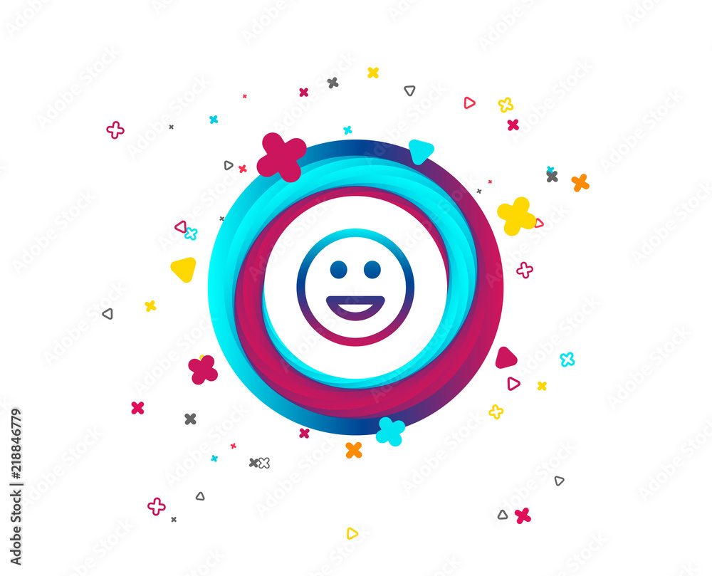 Naklejka Smile icon. Happy face chat symbol. Colorful button with icon. Geometric elements. Vector