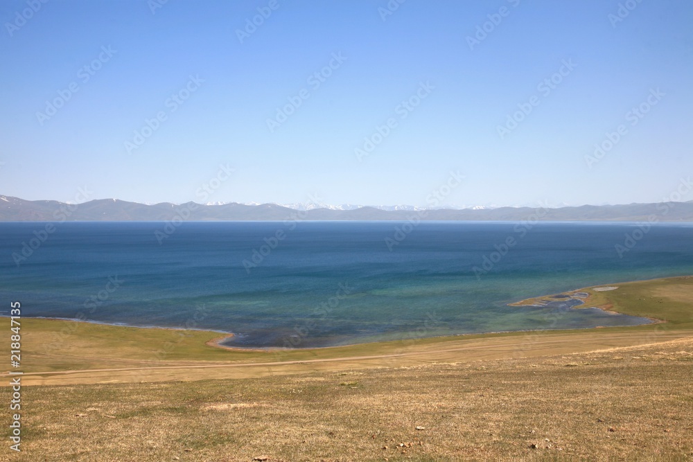 The beautiful scenic at Song kul lake , Naryn with the Tian Shan mountains of Kyrgyzstan The beautiful scenic at Song kul lake , Naryn with the Tian Shan mountains of Kyrgyzstan