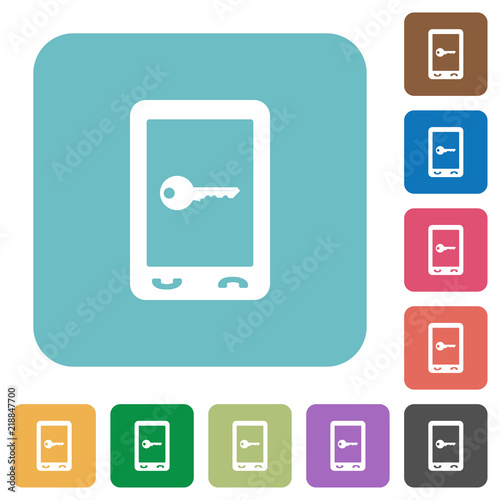 Mobile secure rounded square flat icons
