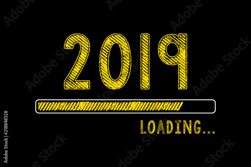 Chalk Drawing: New year 2019 loading on Blackboard