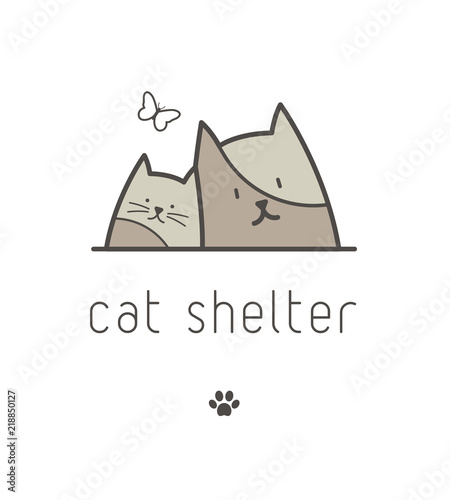 logo pour refuge de chats, centre d'accueil animal ou pension féline