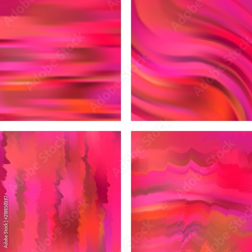 Set with abstract blurred backgrounds. Vector illustration. Modern geometrical backdrop. Abstract template. Red, pink colors.