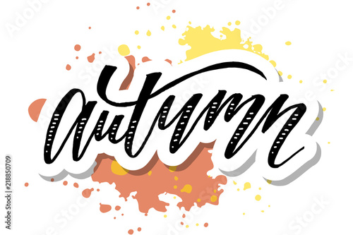 Autumn lettering Calligraphy Brush Text Holiday Vector Sticker Watercolor