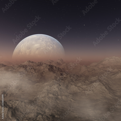 Fototapeta Naklejka Na Ścianę i Meble -  3d rendered Space Art: Alien Planet - A Fantasy Landscape