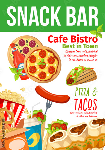 Fast food snacks bar and bistro menu