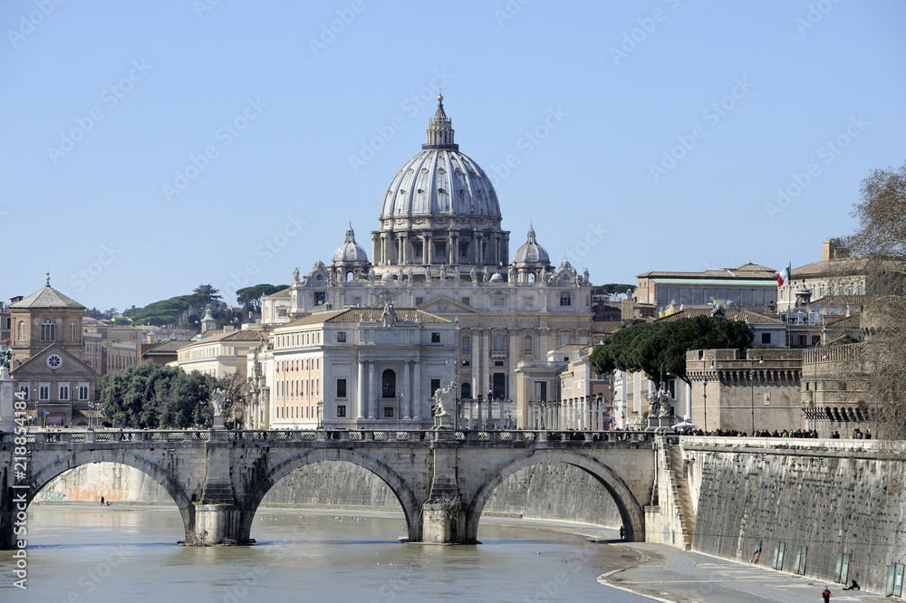The river Tiber and the Ponte Sant' Angelo bridge