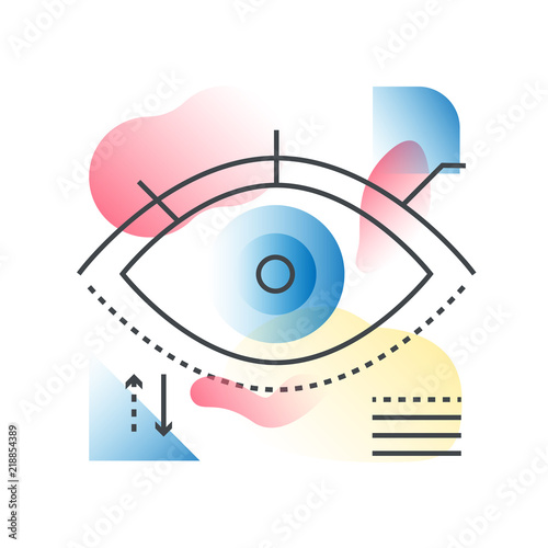 Modern vision eye vector concept in trendy line with gradient flat color.