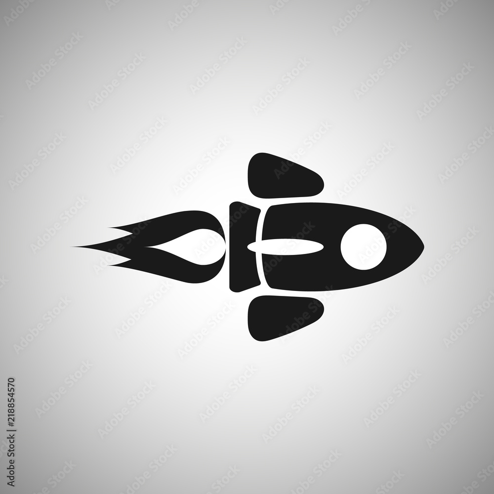 Flying Rocket icon on white isolated background. Vector element for ...