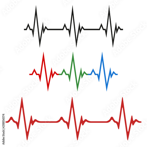 A set of the cardiograms of the heart. The concept of a healthy heart. Vector illustration of heart vector pulses.