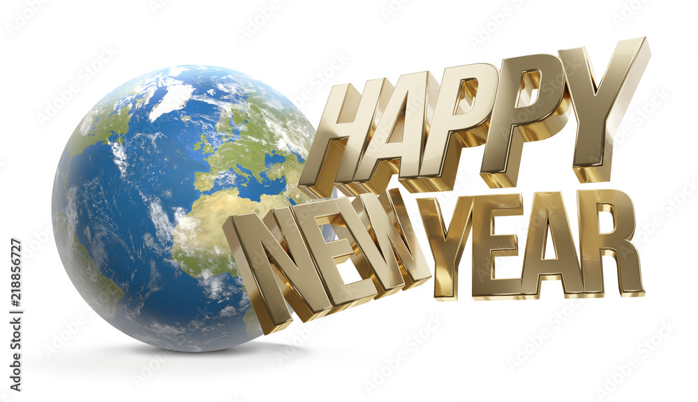 happy new year world 3d-illustration design. elements of this image furnished by NASA happy new year world 3d-illustration design. elements of this image furnished by NASA