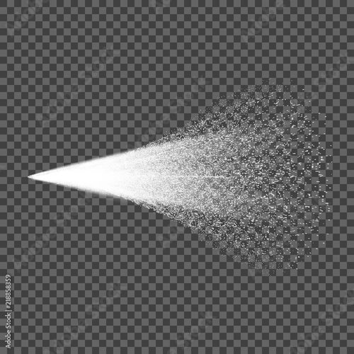 Vector effect of white water spray . Pulverizer Cosmetic jets. The design element is isolated on a transparent background.