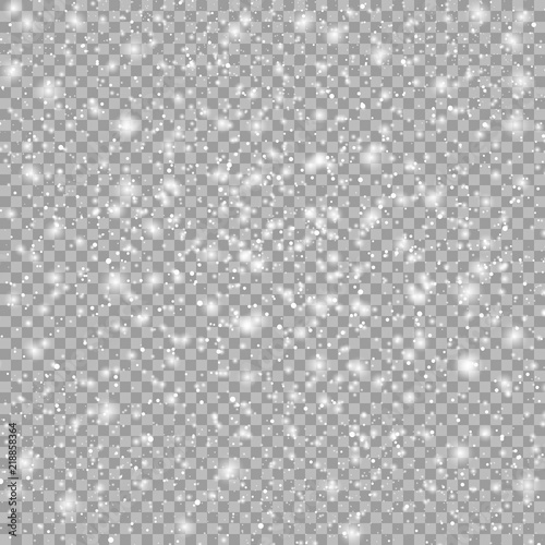 Snow on isolated background. Winter background for Christmas or new year holidays. Vector falling snow effect with the ability to overlay. Frost, snow, ice.